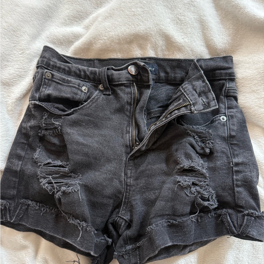 Aeropostale Charcoal Distressed Jean Shorts